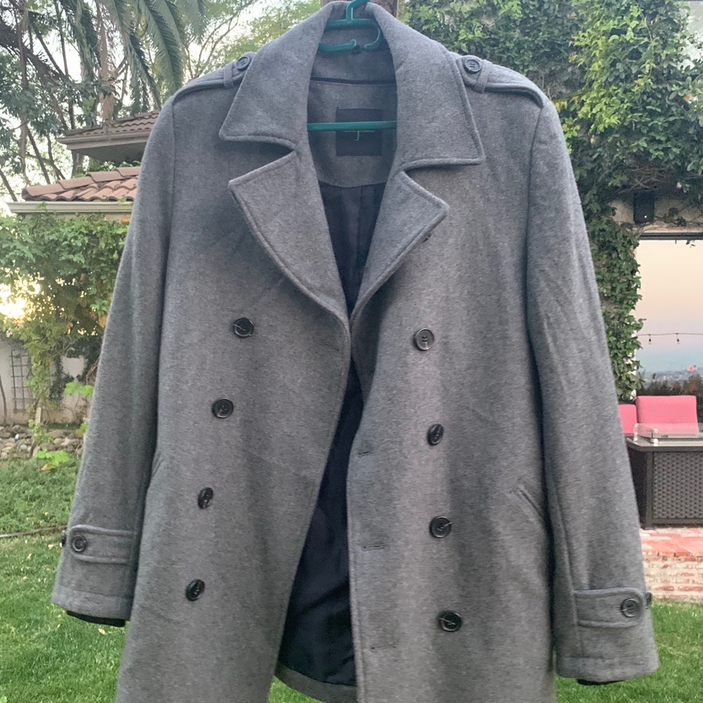 Jasper Conrad Men’s Grey Pea Coat (SMALL)